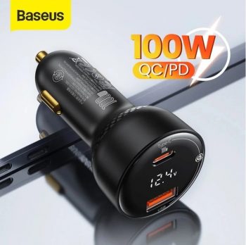 מטען מהיר לרכב Baseus 100W עם תצוגה דיגיטלית
